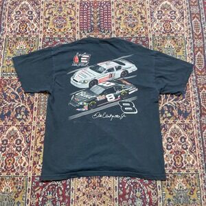 VTG 90s Dale Earnhardt Jr Budweiser Hall of Fame Tribute NASCAR T Shirt L Black